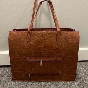 The Work Tote in Cognac Croc